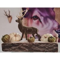 Hirsch Dekohirsch Mit Geweih Samt Beflockt Grün - Herbst Herbstdeko Deko Tischdeko Tisch von DekoWohlfuehlen