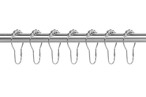 Dekobase 10 STK. Duschringe Duschvorhangringe Edelstahl Aufhängeringe mit Gleitsystem Einzelhaken im Set Badezimmer Dusche Ringe von Dekobase