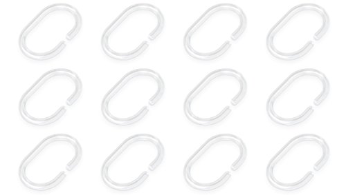 Dekobase Ringe Transparent 12er Pack Duschvorhangstange Teleskopstange von Dekobase