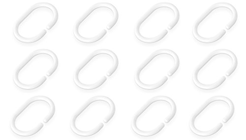 Dekobase Ringe Weiß 12er Pack Duschvorhang Stange Teleskopstange von Dekobase