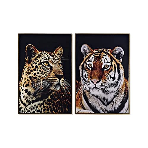 Dekodonia S3007221 Bild Lackiert, Leopard/Tiger, 62 x 2 x 92 cm, 2 Stück von Dekodonia