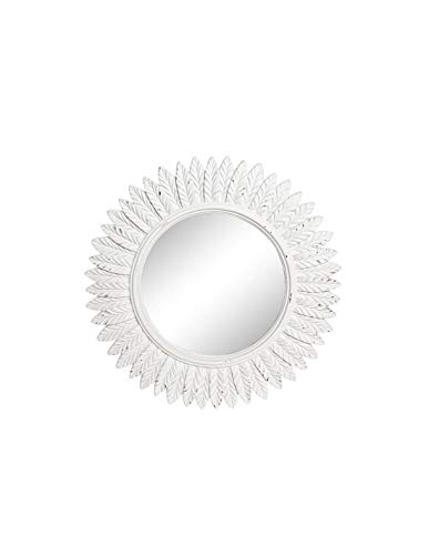 Item International ES-165050 Spiegel aus Harz, 88 x 4 x 88 Federn, gealtert, Weiß von Dekodonia
