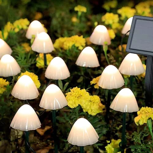 Dekofun Solar Lichterkette Aussen 20 LED Pilze Deko, 8 Modi Leuchtpilze Led Deko Wasserdicht Solarlampen für Außen Garten, Pilz Lampe für Garten Rasen Balkon Terrassen Ostern Deko - Warmweiß von Dekofun