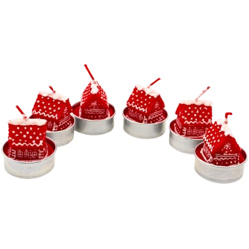 6er Set Teelicht Lebkuchen - Figurenkerze, Zierkerze, Dekokerze als Lebkuchenhaus in rot, Maße je Teelicht L/B/H: 4 x 4 x 4 cm. 6er Set Teelicht Lebkuchen - Figurenkerze, Zierkerze, Dekokerze als Lebkuchenhaus in rot, Maße je Teelicht L/B/H: 4 x 4 x 4 cm. von Dekohelden24