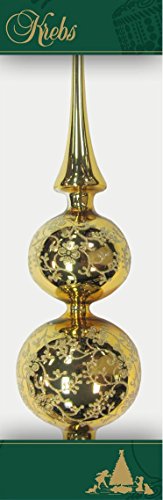 Christbaumdoppelspitze Gold glänzend mit Dekor, 33 cm von Dekohelden24