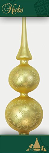 ***Dekohelden24 Lauschaer Christbaumschmuck - Christbaumdoppelspitze Gold matt mit Dekor, 33 cm - 900010A von Dekohelden24