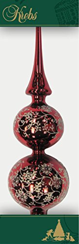***Dekohelden24 Lauschaer Christbaumschmuck - Christbaumdoppelspitze rot glänzend mit Dekor, 33 cm ***Dekohelden24 Lauschaer Christbaumschmuck - Christbaumdoppelspitze rot glänzend mit Dekor, 33 cm von Dekohelden24