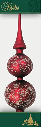Christbaumdoppelspitze rot matt mit Dekor, 33 cm Christbaumdoppelspitze rot matt mit Dekor, 33 cm von Dekohelden24