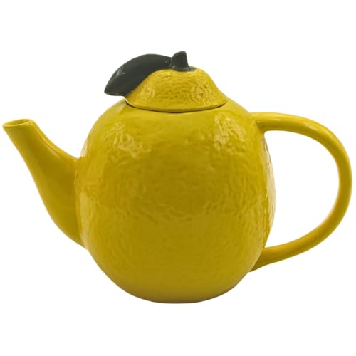 Dekohelden24 Teekanne, Kaffeekanne, Wasserkanne, Trinkkanne, Servierkanne, Keramikkanne, Teekanne als Zitrone aus Keramik in gelb, L/B/H 12x 20x 16 cm. von Dekohelden24