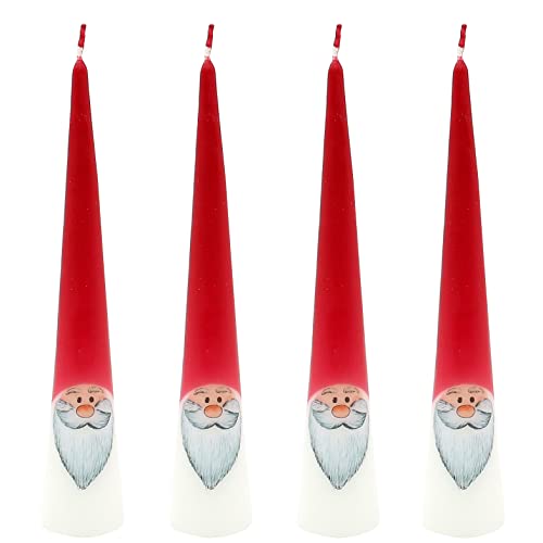 Dekohelden24 1 Packung mit 4 Adventskerzen in weiß - rot, als Wichtel, H/Ø: 25 x 4,5 cm. von Dekohelden24