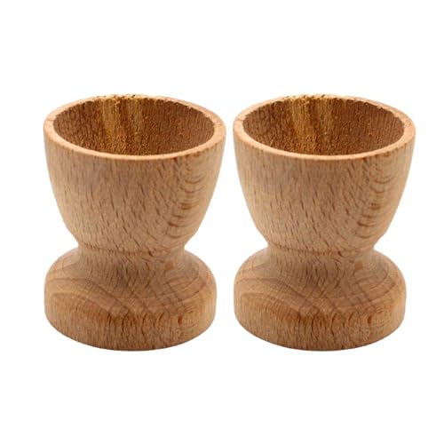 Dekohelden24 2er Set Holz Eierbecher in Natur Größe ca. H/Ø : ca. 5 x 4 cm. von Dekohelden24