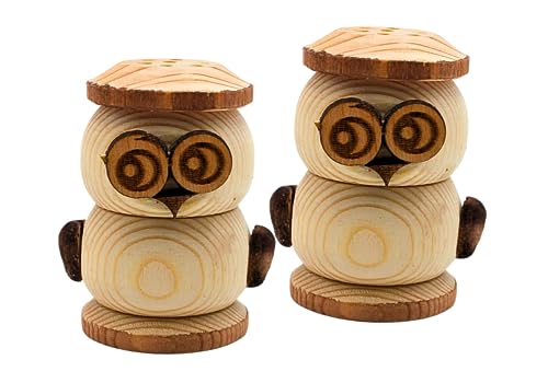 Dekohelden24 2er Set rustikale Salz-/Pfefferstreuer als Eule, Größe ca. H/Ø: ca. 7 x 4,5 cm aus Holz Dekohelden24 2er Set rustikale Salz-/Pfefferstreuer als Eule, Größe ca. H/Ø: ca. 7 x 4,5 cm aus Holz von Dekohelden24