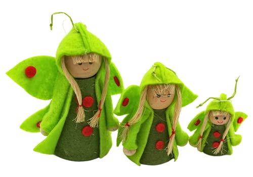 3er Set Filz-Püppchen zum Hinstellen oder Aufhängen, mit grüner Kutte und Schmetterlingsflügel, 3 unterschiedliche Größen von 5 bis 10 cm 3er Set Filz-Püppchen zum Hinstellen oder Aufhängen, mit grüner Kutte und Schmetterlingsflügel, 3 unterschiedliche Größen von 5 bis 10 cm von Dekohelden24