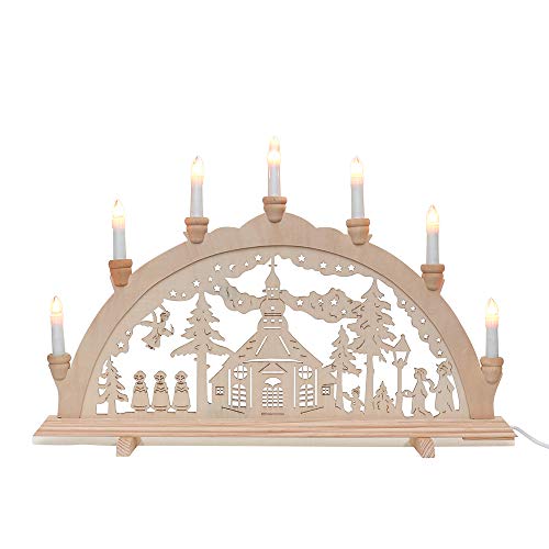 Dekohelden24 7-flammiger Schwibbogen, Motiv: Seiffen, L/B/H ca. 58 x 4 x 38 cm. von Dekohelden24