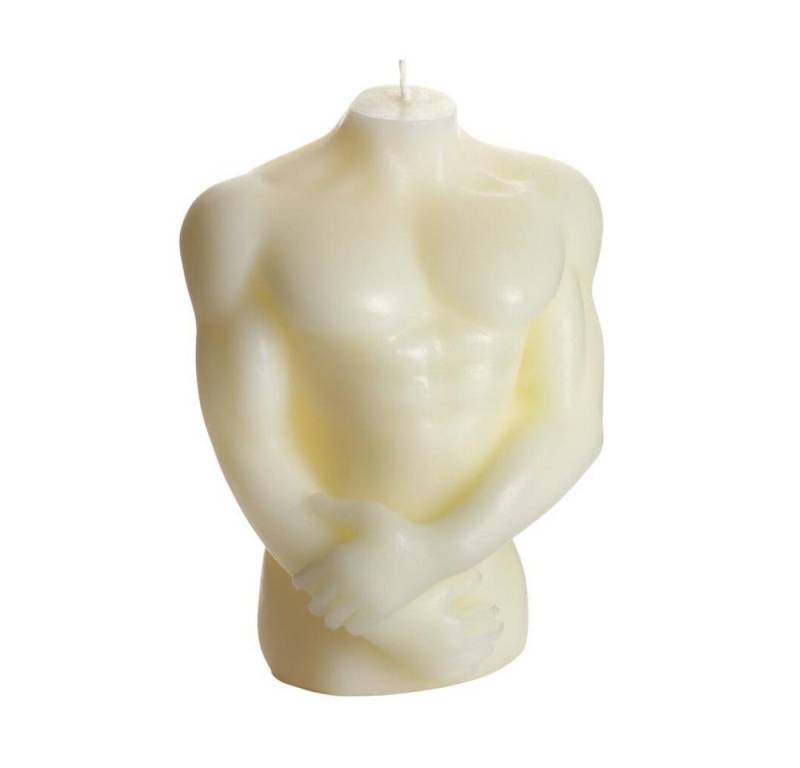 Dekohelden24 Adventskerze Hochwertige Kerze aus Sojawachs in Form einer Frau oder Männeroberkörp (1 Stück, 1-tlg), Männerkörper von Dekohelden24