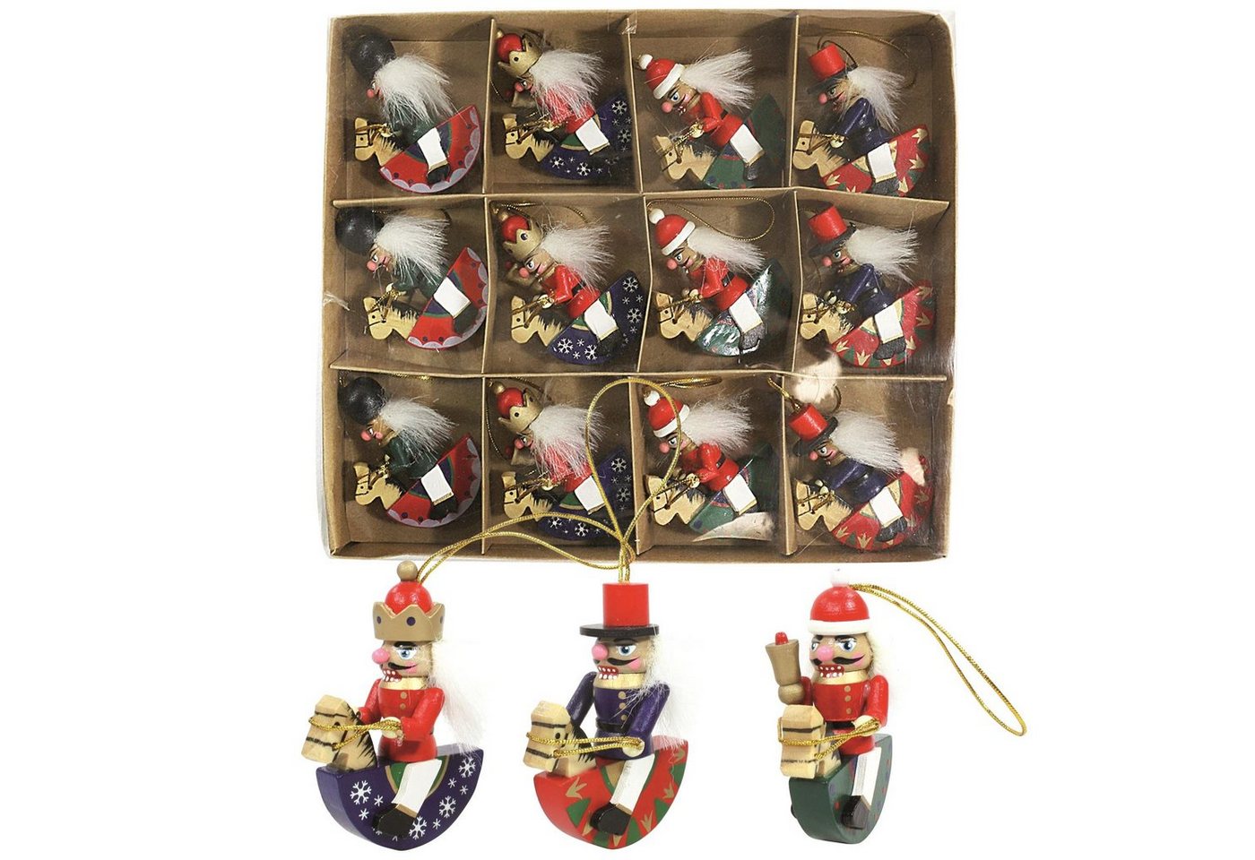 Dekohelden24 Christbaumschmuck Holzbaumbehang als 12er Set, Motiv: Reiter, ca. von Dekohelden24