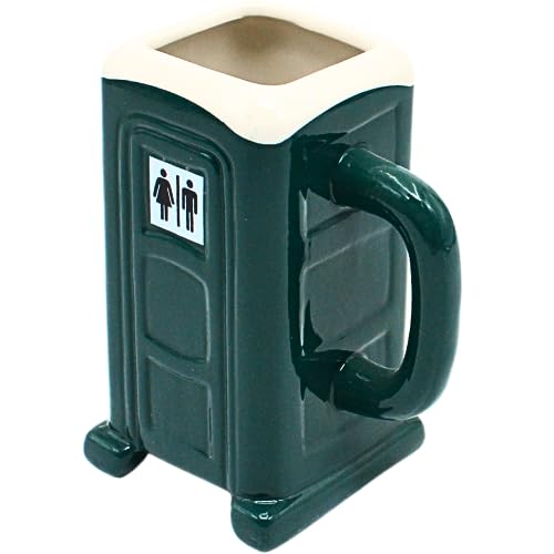 Dekohelden24 Becher-WC-Tasse-Kaffeetasse als Mobile Toilette in grün, Fassungsvermögen 330 ml, L/B/H 14 x 11 x 8,2 cm, 8 cm von Dekohelden24