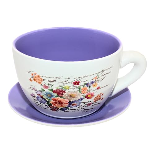 Dekohelden24 Blumentopf, Pflanztasse, Pflanzkübel, Pflanzgefäß, Übertopf aus Keramik bunt L/B/H 28 x24 x14 cm von Dekohelden24