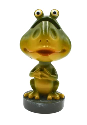 Dekohelden24 Brillenhalter als Frosch auf Sockel, Brillenständer, Brillenablage aus Polyresin, Größe ca. 13 cm, grün von Dekohelden24