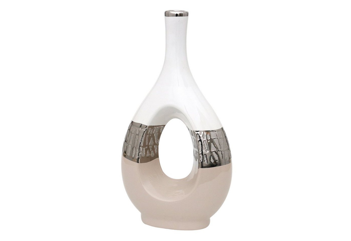 Dekohelden24 Dekovase Edle Moderne Deko Designer Keramik Vase oval mit Loch (1 Vase, 1 St) von Dekohelden24