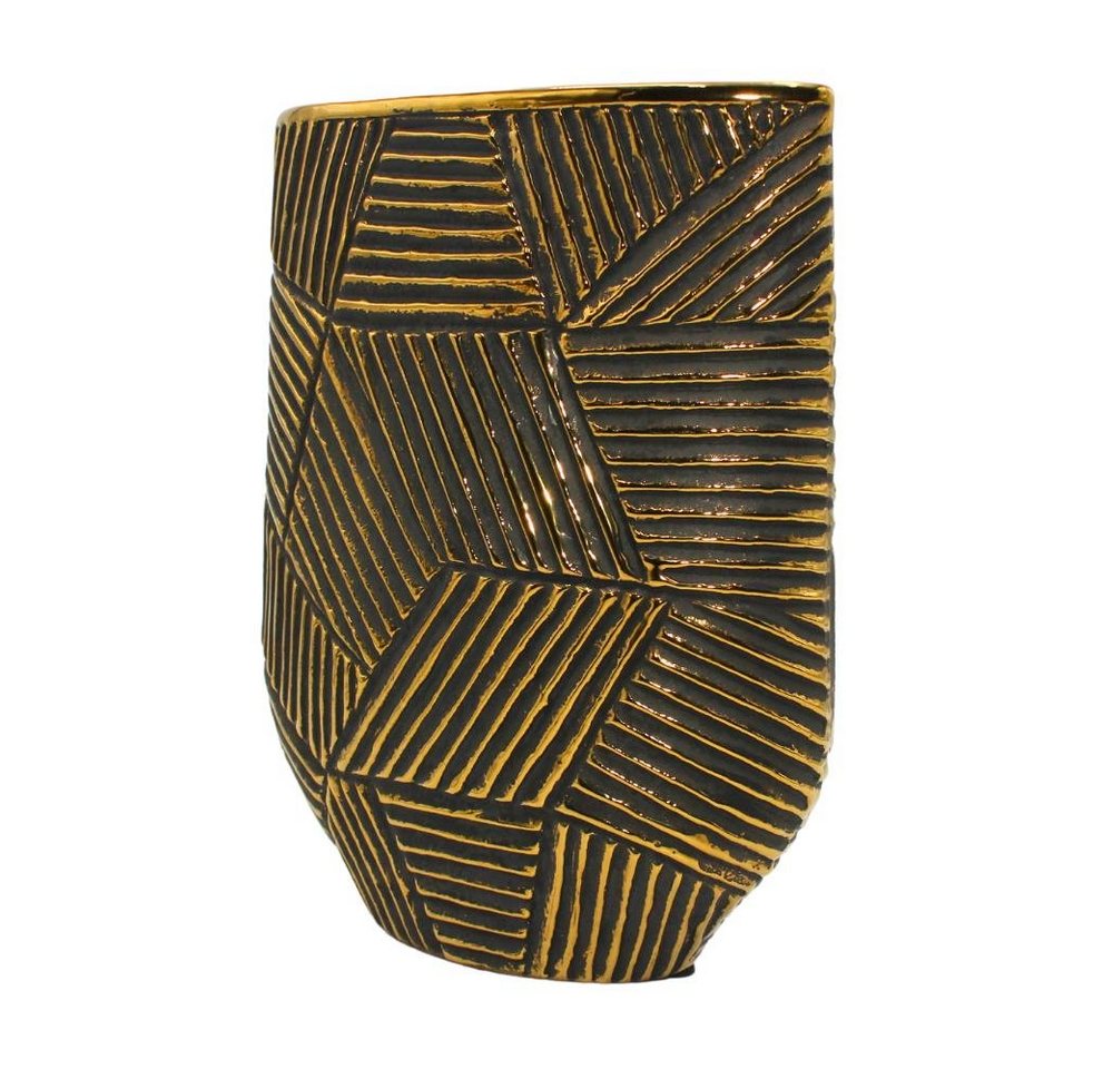 Dekohelden24 Dekovase Edle hochwertige schmale Keramik Vase in gold-schwarz, verschiedene (1 Vase, 1 St) von Dekohelden24