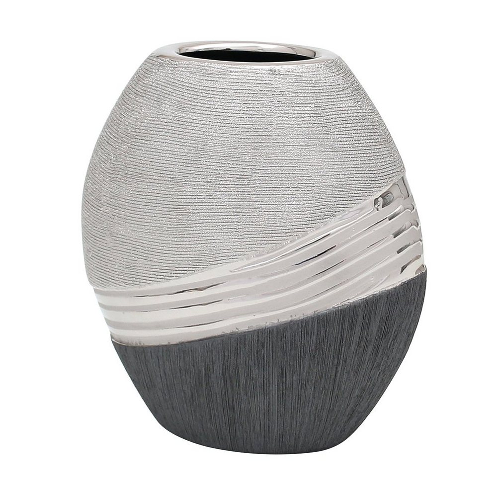 Dekohelden24 Dekovase Edle moderne Deko Designer Keramik Vase in silber- (1 Vase, 1 St) von Dekohelden24