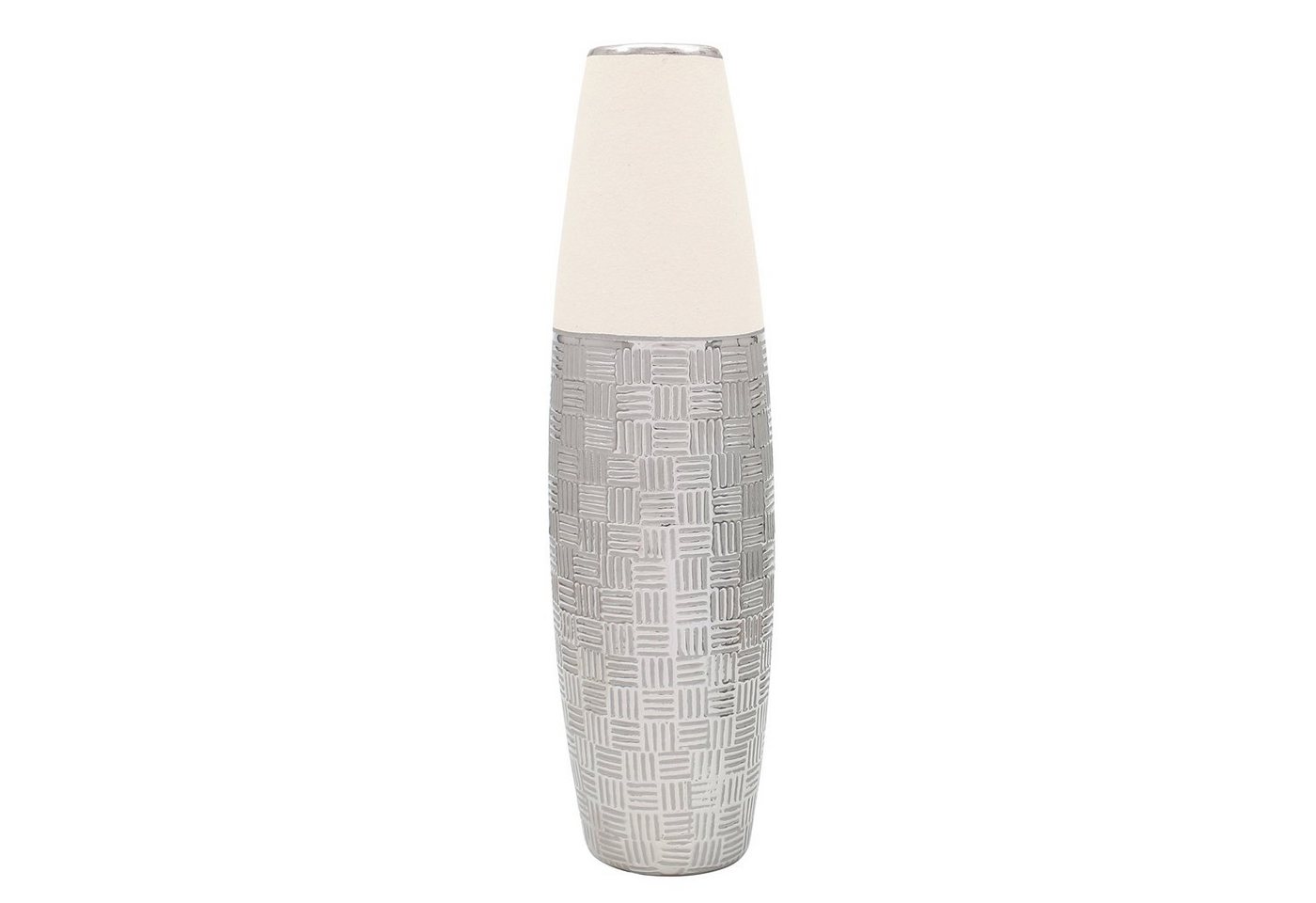 Dekohelden24 Dekovase Edle moderne Deko Designer Keramik Vase in silber-grau weiß (1 Vase, 1 St) von Dekohelden24