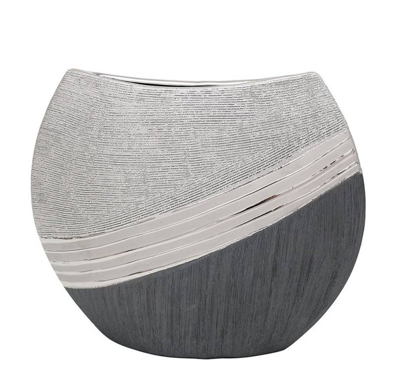 Dekohelden24 Dekovase Edle moderne Deko Designer Keramik Vase in silber-grau., Maße L / B / H: 19 x 6 x 14 cm. von Dekohelden24