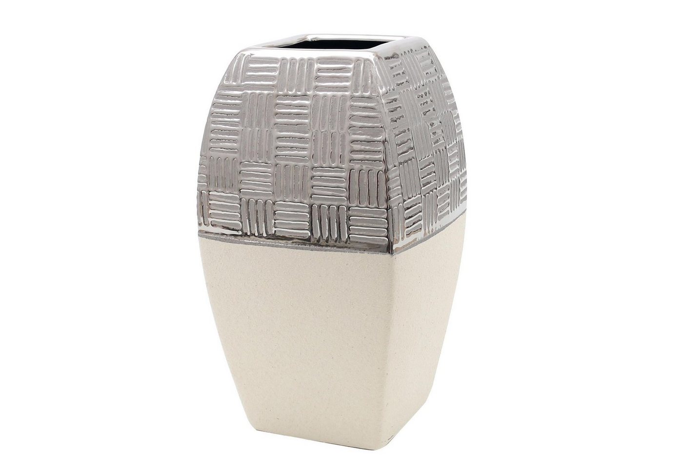 Dekohelden24 Dekovase Edle moderne Deko Designer Keramik Vase quadratisch in silber-grau (kein, 1 St) von Dekohelden24