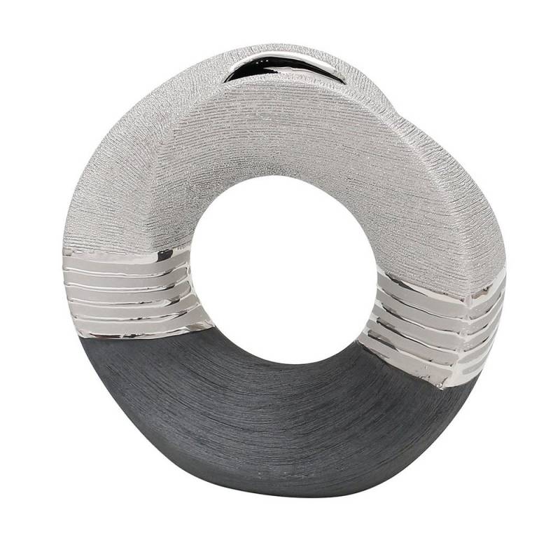 Dekohelden24 Dekovase Edle moderne Deko Designer Keramik Vase rund geschwungen mit Loch in (1 Vase, 1 St) von Dekohelden24