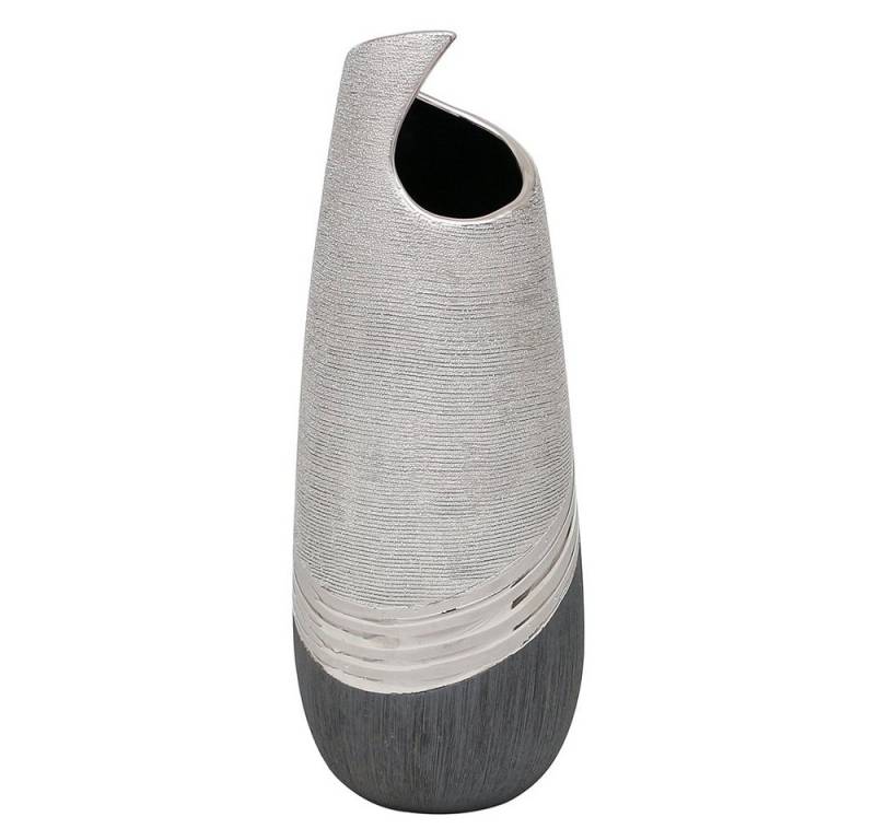 Dekohelden24 Dekovase Edle moderne Deko Designer Keramik Vase wellenförmig in silber-grau. (1 Vase, 1 St) von Dekohelden24