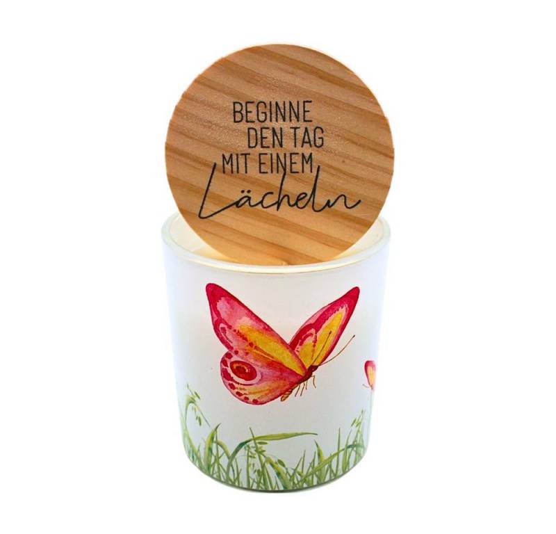 Dekohelden24 Duftkerze Duftkerzen in verschiedenen Varianten (1-tlg), Sojawachs, Jasmin-Duft, motivierende Botschaft von Dekohelden24