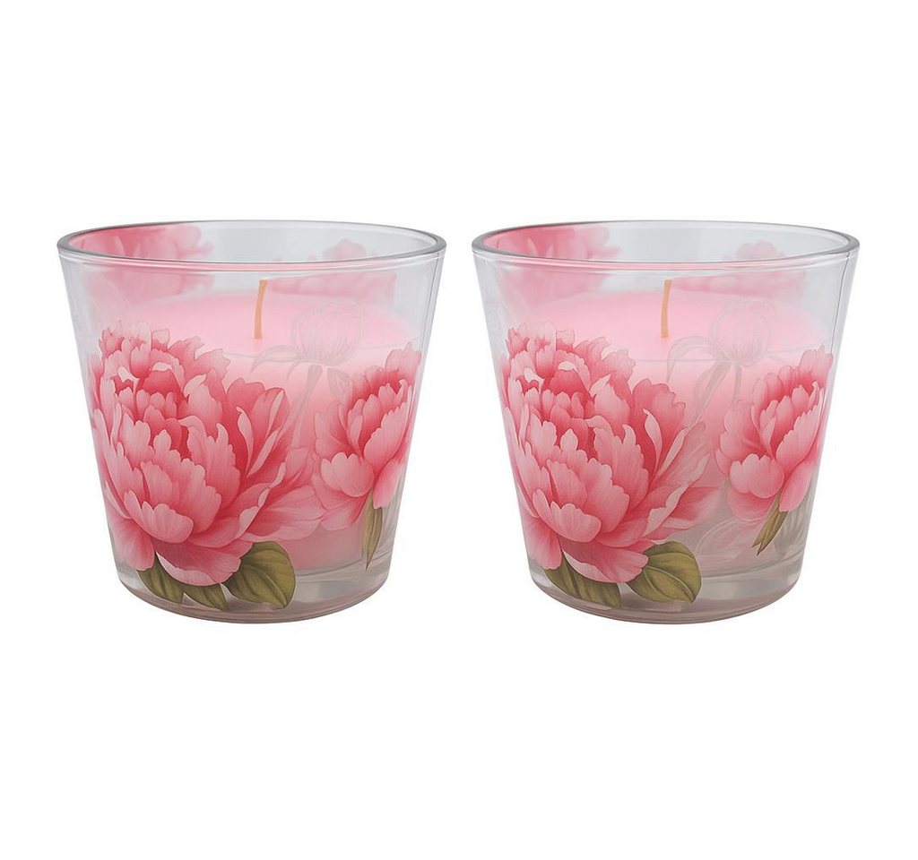Dekohelden24 Duftkerze Kerzen im Glas in verschiedenen Varianten (2er Set, 2-tlg), Blumiger Duft, elegantes Glasdesign von Dekohelden24