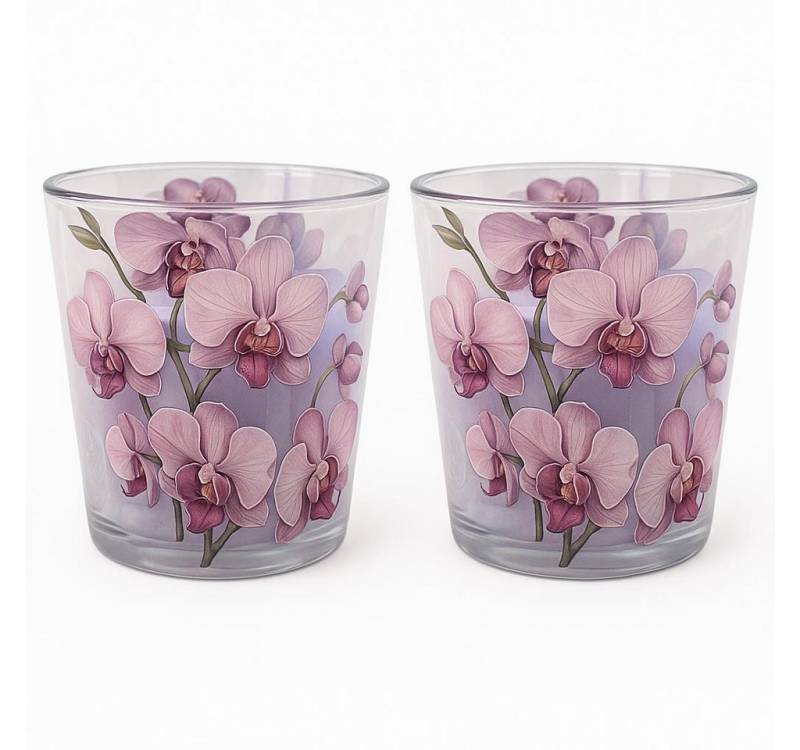 Dekohelden24 Duftkerze Kerzen im Glas in verschiedenen Varianten (2er Set, 2-tlg), Exklusive Duftmischung aus Freesie, Pfingstrose und Orchidee von Dekohelden24
