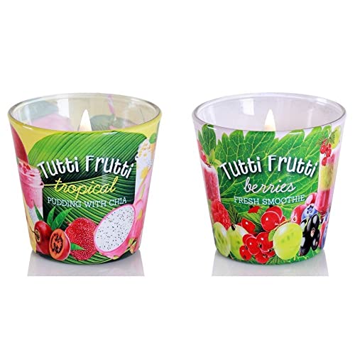 Dekohelden24 Duftkerze -Windlicht - Kerze im Glas - als 2er Set - Duftrichtung Berries und Tropical, L/B/H 8 x 8 x 8 cm, 115g je Kerze, Grün Dekohelden24 Duftkerze -Windlicht - Kerze im Glas - als 2er Set - Duftrichtung Berries und Tropical, L/B/H 8 x 8 x 8 cm, 115g je Kerze, Grün von Dekohelden24