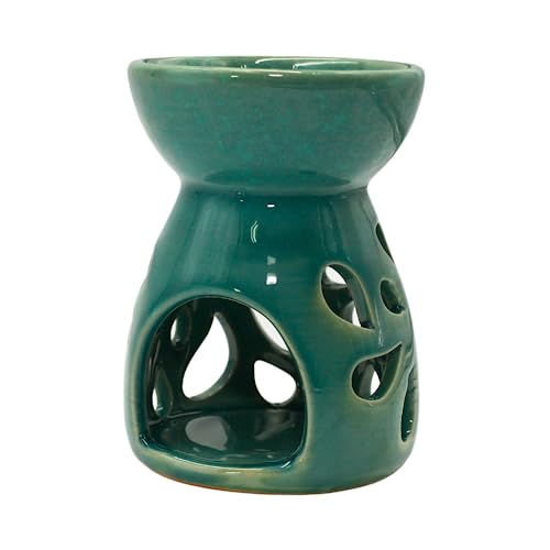 Dekohelden24 Duftlampe/Aromalampe/Duftlicht/Duft-Lampe aus Keramik in türkis, Größe: H/Ø ca. 12 x 8 cm von Dekohelden24