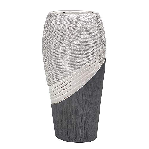 Dekohelden24 Edle Moderne Deko Designer Keramik Vase in Silber-grau massiv, Silbergrau, 31 cm von Dekohelden24