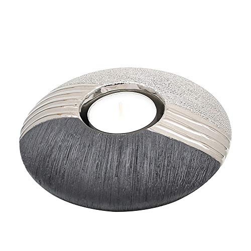 Edler Designer Keramik Teelichthalter in Diskusfom, Silber-grau, ca. 13 x 13 x 4 cm. Edler Designer Keramik Teelichthalter in Diskusfom, Silber-grau, ca. 13 x 13 x 4 cm. von Dekohelden24