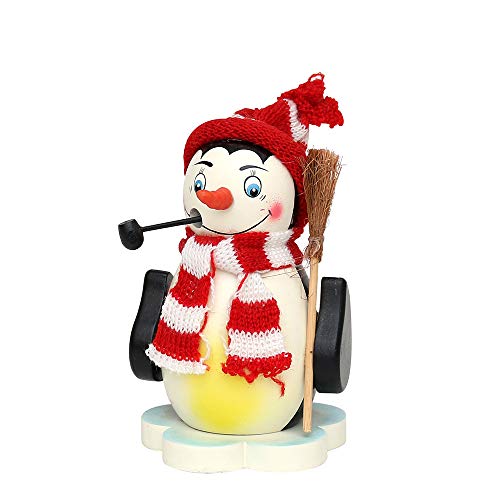 Dekohelden24 Farbenfrohe Räucherfigur Pinguin auf Eisscholle mit Schal, in Rot, ca. 12 cm von Dekohelden24