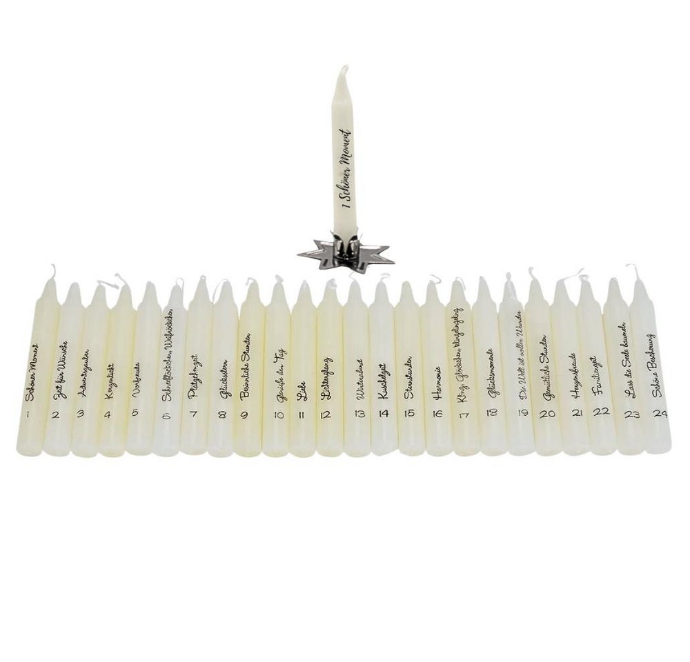 Dekohelden24 Formkerze 24 Stück Adventskalenderkerzen, Kerzenhalter mit 24 verschiedenen, 24 verschiedene Spruckerzen Dekohelden24 Formkerze 24 Stück Adventskalenderkerzen, Kerzenhalter mit 24 verschiedenen, 24 verschiedene Spruckerzen von Dekohelden24