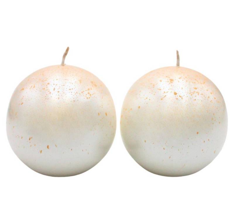 Dekohelden24 Formkerze Kerzen in verschiedenen Varianten, Dezentes Glitterfinish, perlmuttfarbene Optik, 2er Set von Dekohelden24