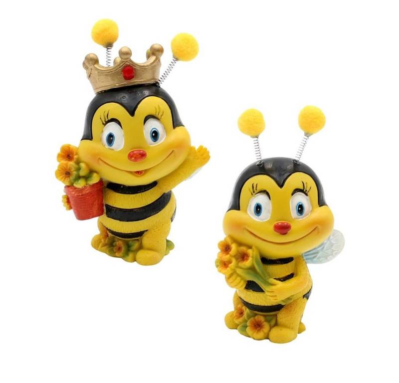 Dekohelden24 Gartenfigur Dekofiguren Bienenpaar mit Blumen, 2er Set, Gartendeko, Polyresin von Dekohelden24