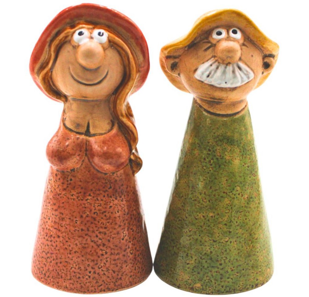 Dekohelden24 Gartenfigur Keramik Zaunstecker Mann und Frau als 2er Set, Maße je Figur L/B/H ca. 9 x 9 x 20 cm. von Dekohelden24