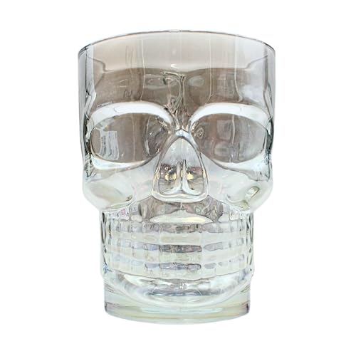 Dekohelden24 Glas, Bierglas, Trinkglas Totenkopf, Skull, in Geschenkkarton, Größe: H/Ø ca. 12,5 x 9 cm, Fassungsvermögen ca. 500 ml von Dekohelden24