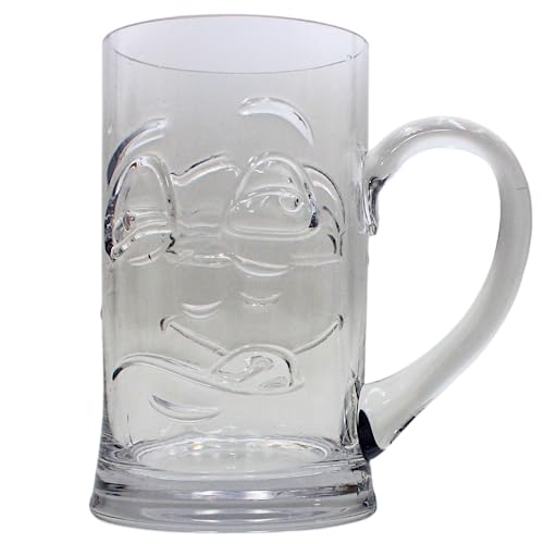 Dekohelden24 Glas, Bierglas, Trinkglas mit Gesicht, Bevor-After, in Geschenkverpackung, Größe: H/Ø 14 x 8 cm, Fassungsvermögen ca. 500 ml, 14 cm von Dekohelden24