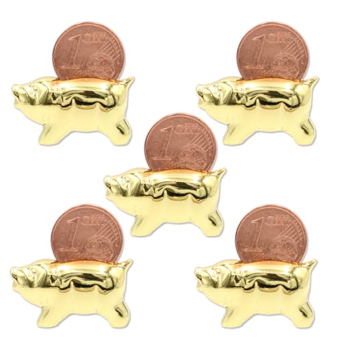 Dekohelden24 Glücksschweine - 1 Cent Schweine, Glücksbringer als Schwein mit Euro-Cent als 5er Set, B/H/T 3 x 3 x 1 cm Dekohelden24 Glücksschweine - 1 Cent Schweine, Glücksbringer als Schwein mit Euro-Cent als 5er Set, B/H/T 3 x 3 x 1 cm von Dekohelden24