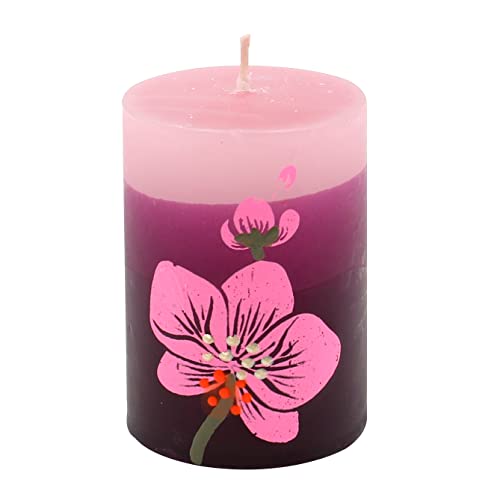 Dekohelden24 Hochwertige Kerze mit Orchidee/Stumpe/lila/H/Ø: ca. 7 x 5 cm von Dekohelden24