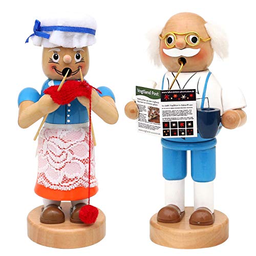 Holz Räucherfigur Oma und Opa als 2er Set, Maße je Figur ca. 9 x 7 x 16,5 cm, von Dekohelden24