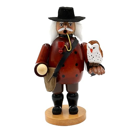 Dekohelden24 Holz Räuchermann als Falkner mit Eule auf den Arm, in naturfarben - braun, ca. 12 x 9,5 x 20 cm. von Dekohelden24
