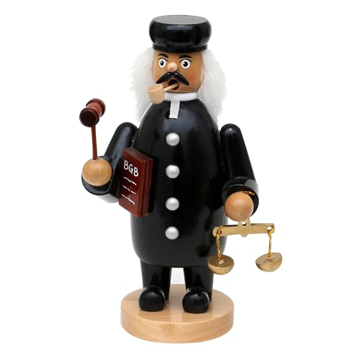 Dekohelden24 Holz Rauchfigur, Räucherfigur, Räuchermännchen, Räuchermann als Richter mit Gesetzbuch und Waage in der Hand in schwarz, L/B/H 12 x 9 x 20 cm. von Dekohelden24